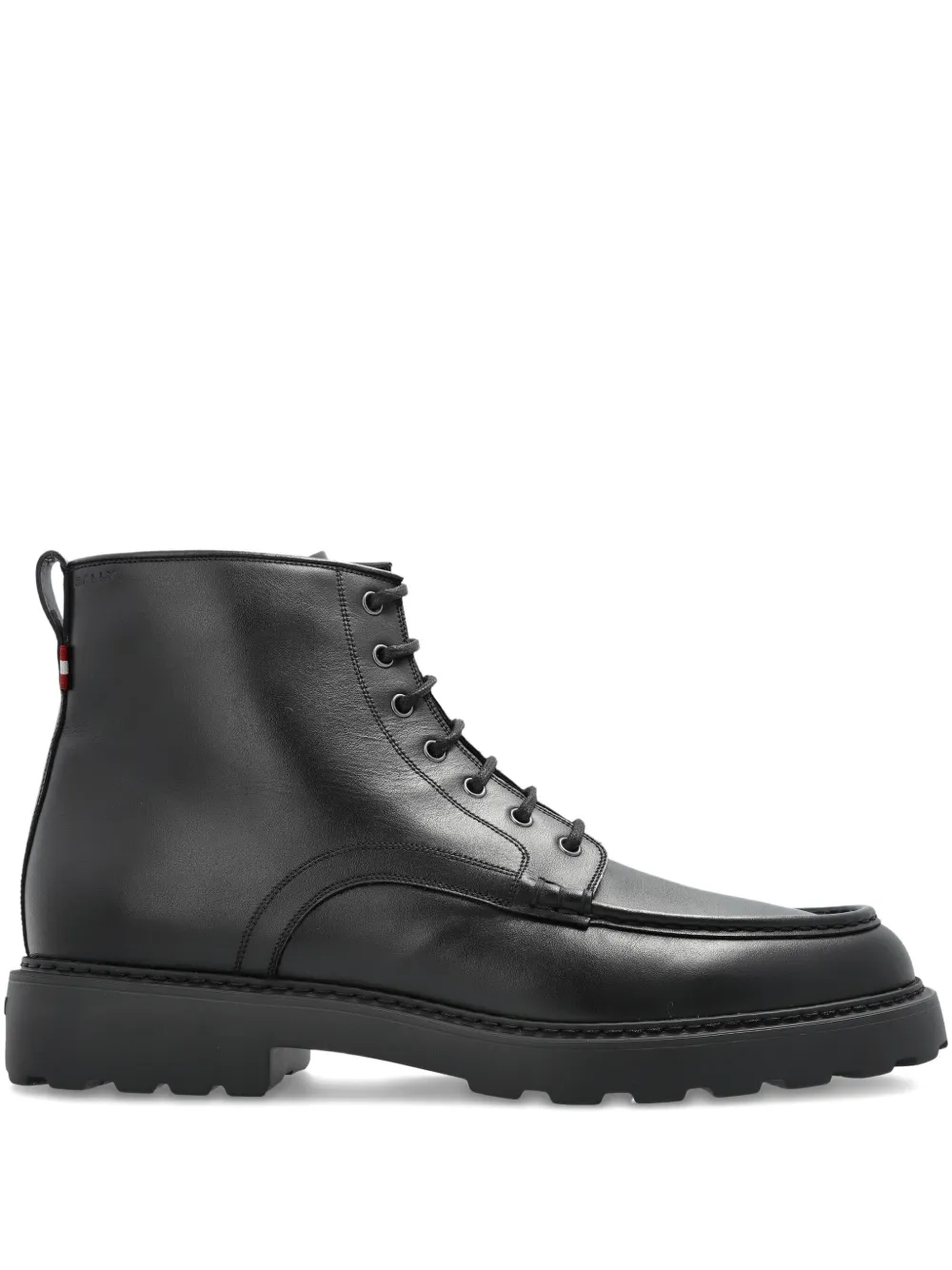 Bally lace-up leather biker boots Black
