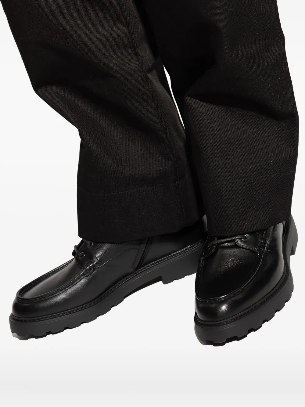 Bally lace-up leather biker boots Black