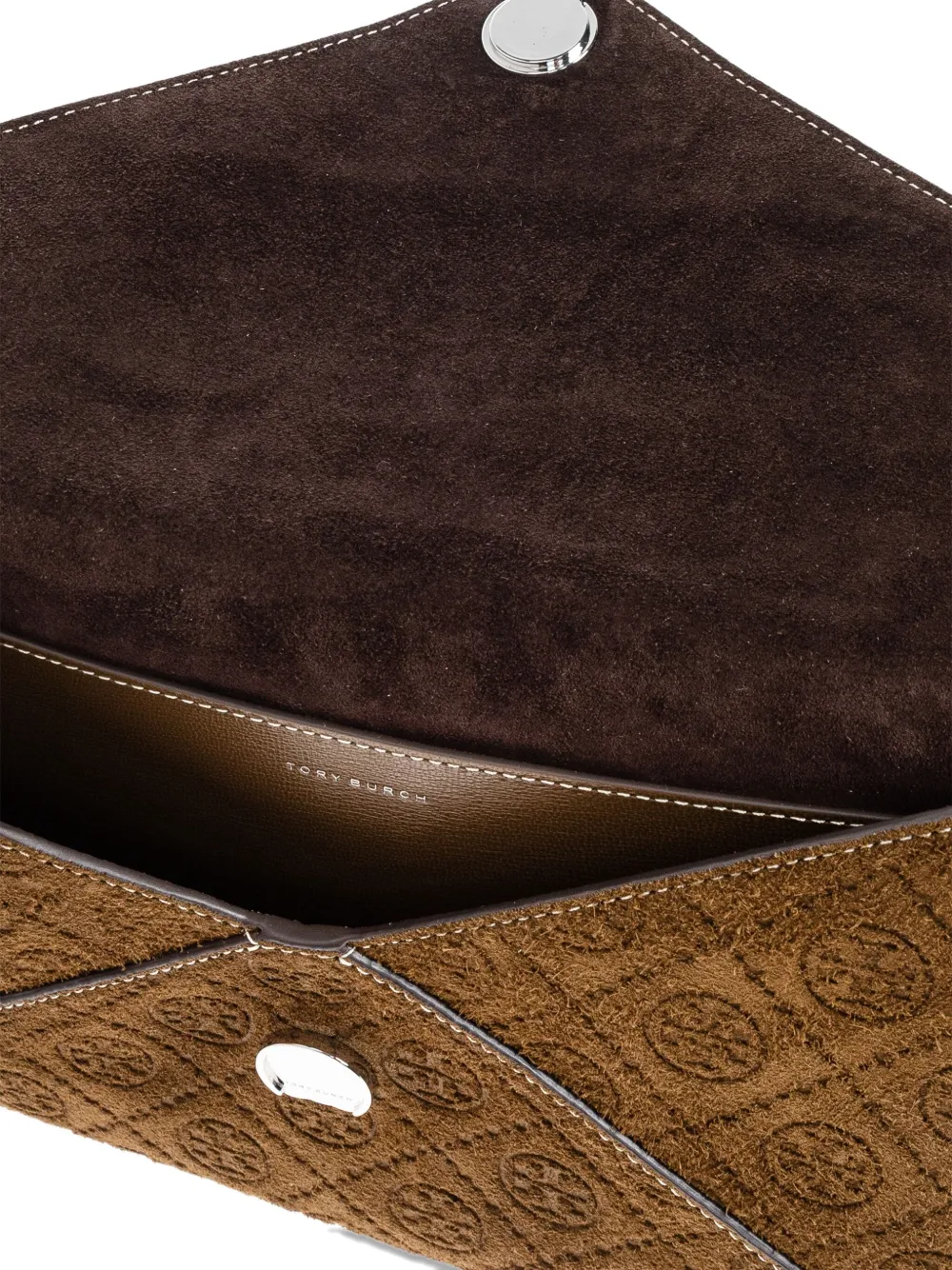 Tory Burch logo-monogram clutch Bruin