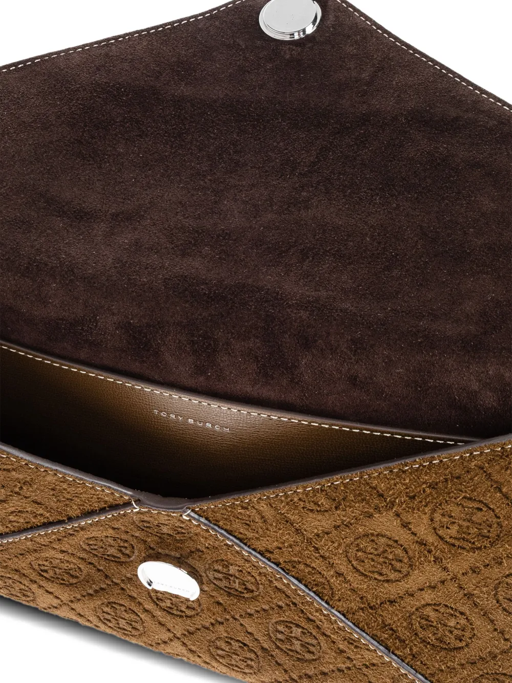 Tory Burch Clutch met monogram Bruin