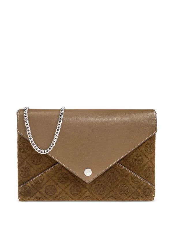 Tory Burch logo-monogram Clutch Brown FARFETCH ID