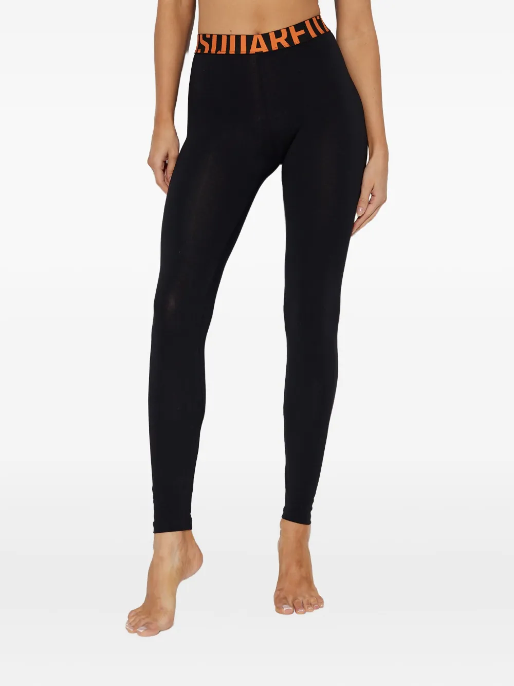 DSQUARED2 Katoenen legging met logoband Zwart