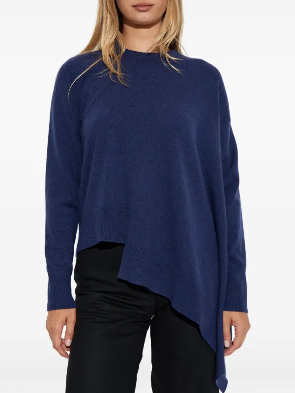 トップス alexander mcqueen cotton cashmere Alexander McQueen Asymmetric Cashmere Sweater | Blue | FARFETCH PL