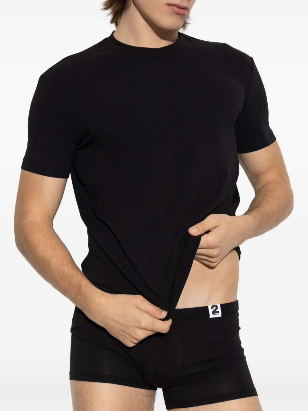 DSQUARED2 Katoenen T-shirt met geborduurd logo Zwart