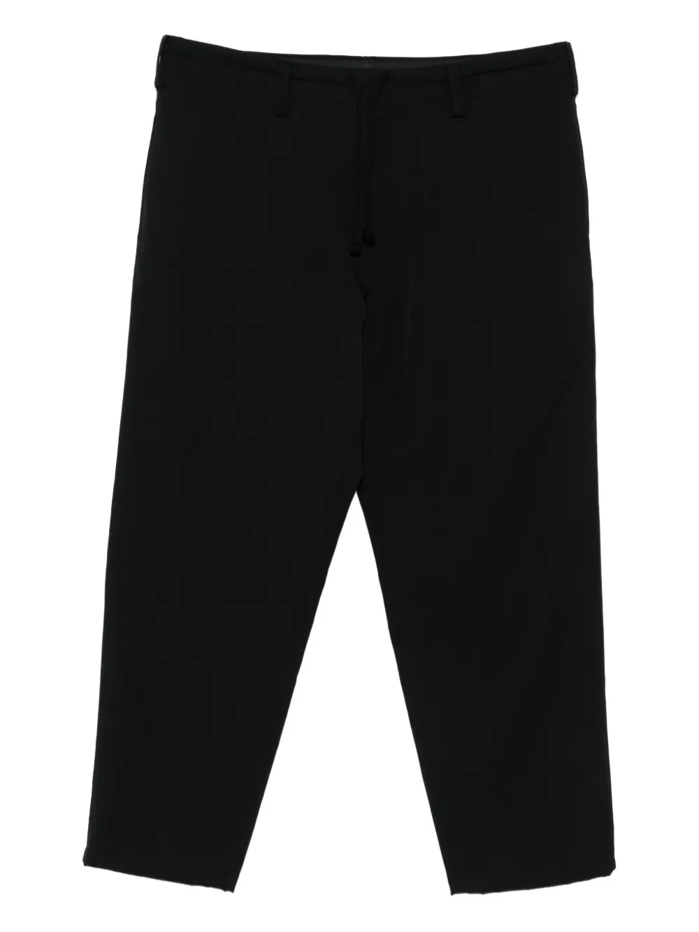 Yohji Yamamoto Wollen broek met trekkoordtaille Zwart