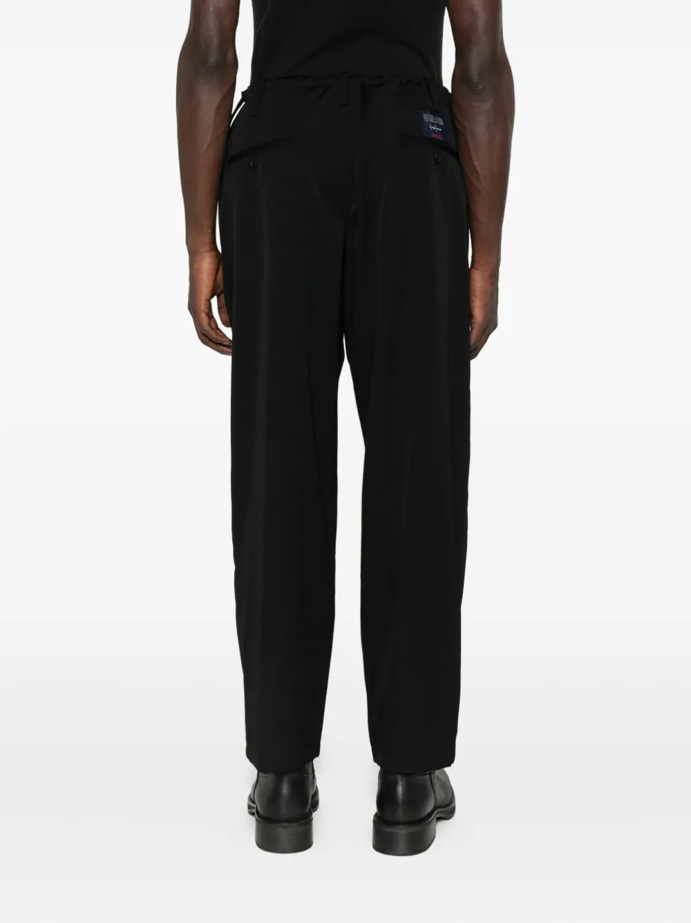 Yohji Yamamoto Wollen broek met trekkoordtaille Zwart