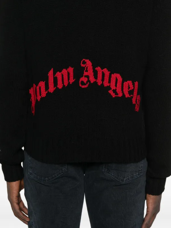Palm Angels crew-neck Knit Sweater | Black | FARFETCH