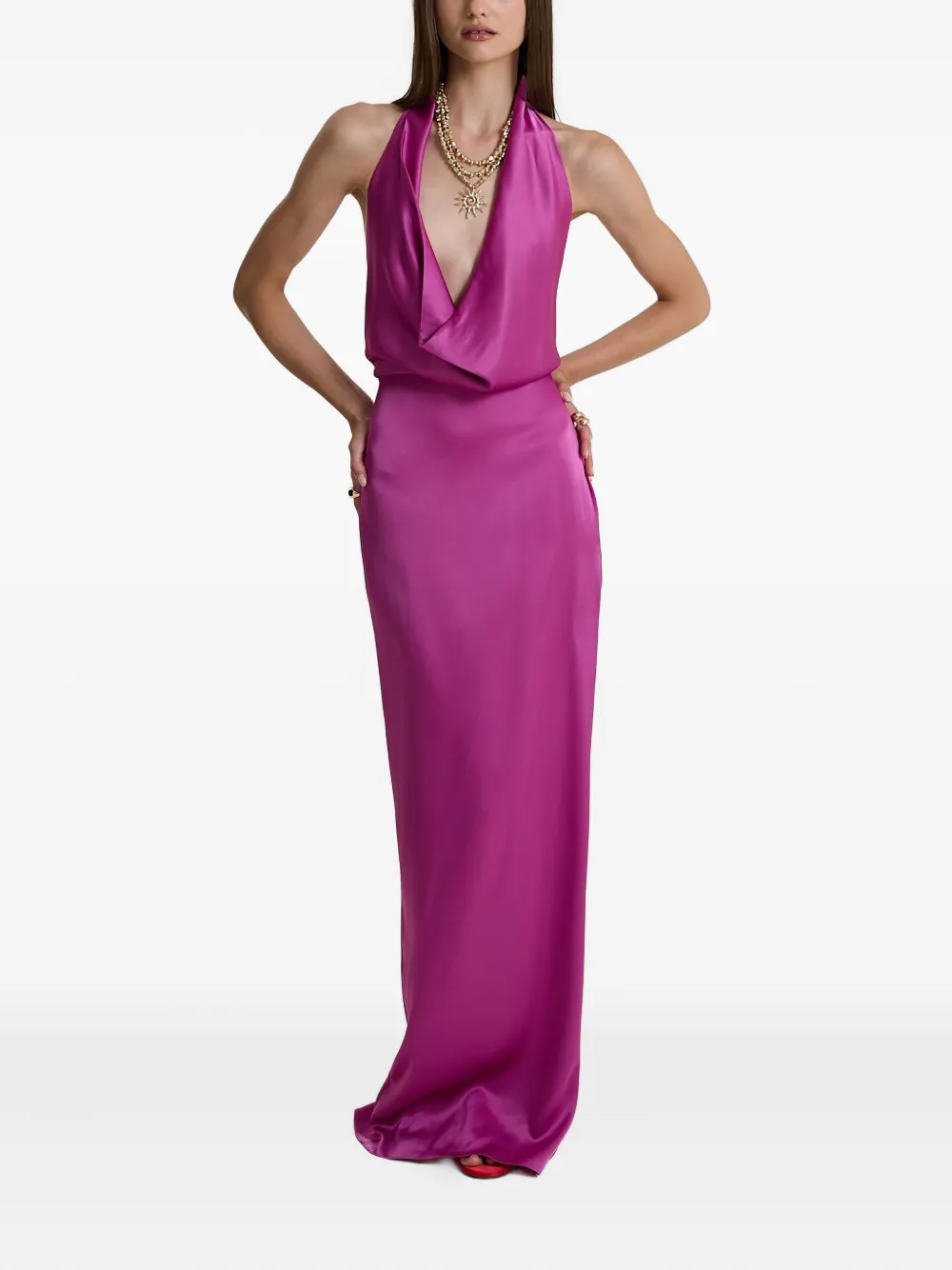 MOOS STUDIO Wild Orchid maxi-jurk met col Roze