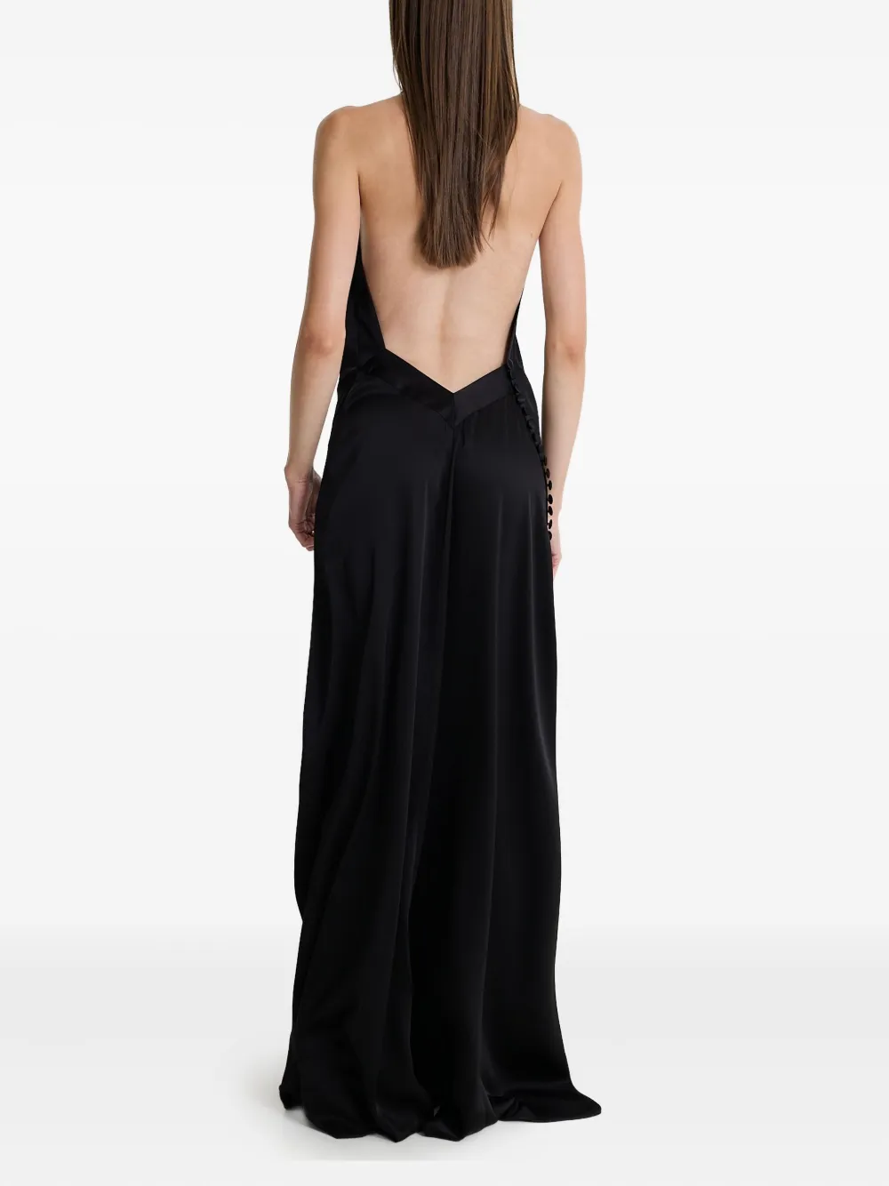 MOOS STUDIO Black Allure maxi-jurk met hoge hals en zijsplit Zwart