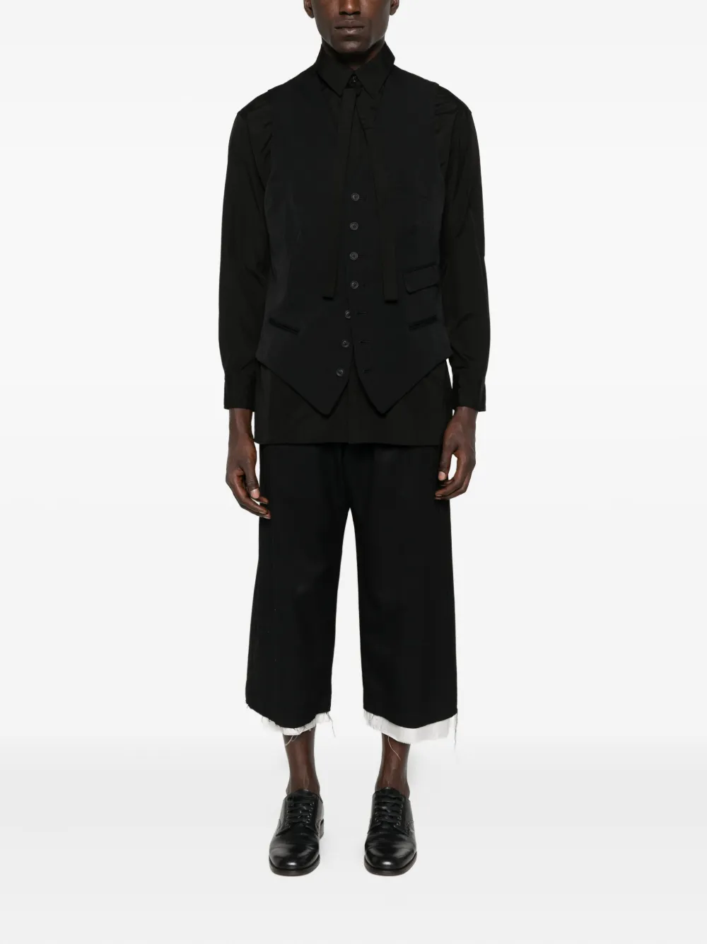 Yohji Yamamoto Gilet met V-hals en knoopsluiting Zwart