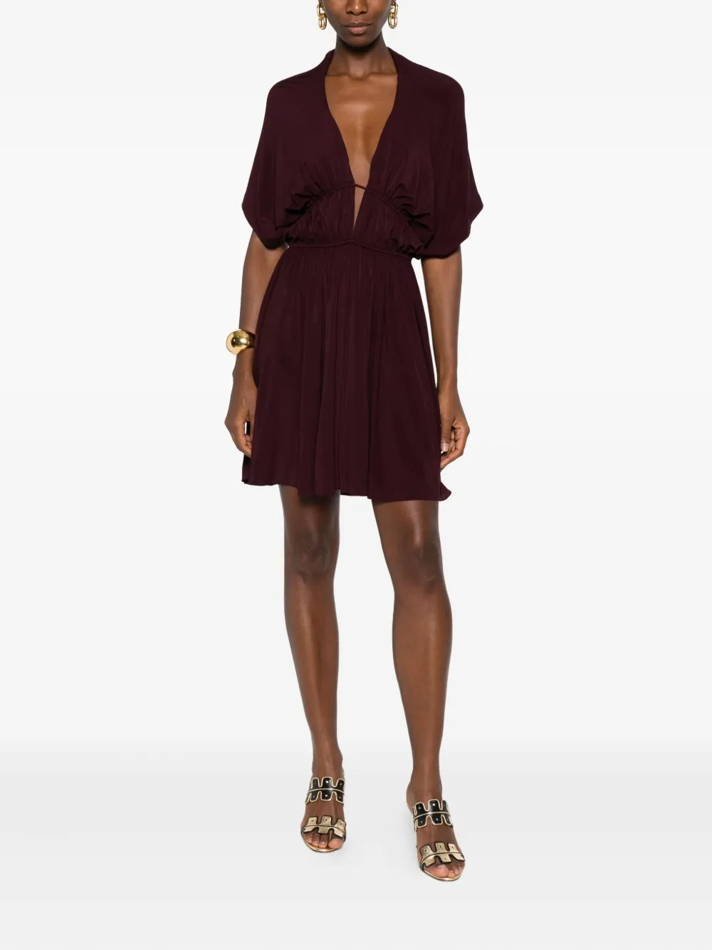 Alaïa V-neck gathered day dress | Day Dresses | Image 2