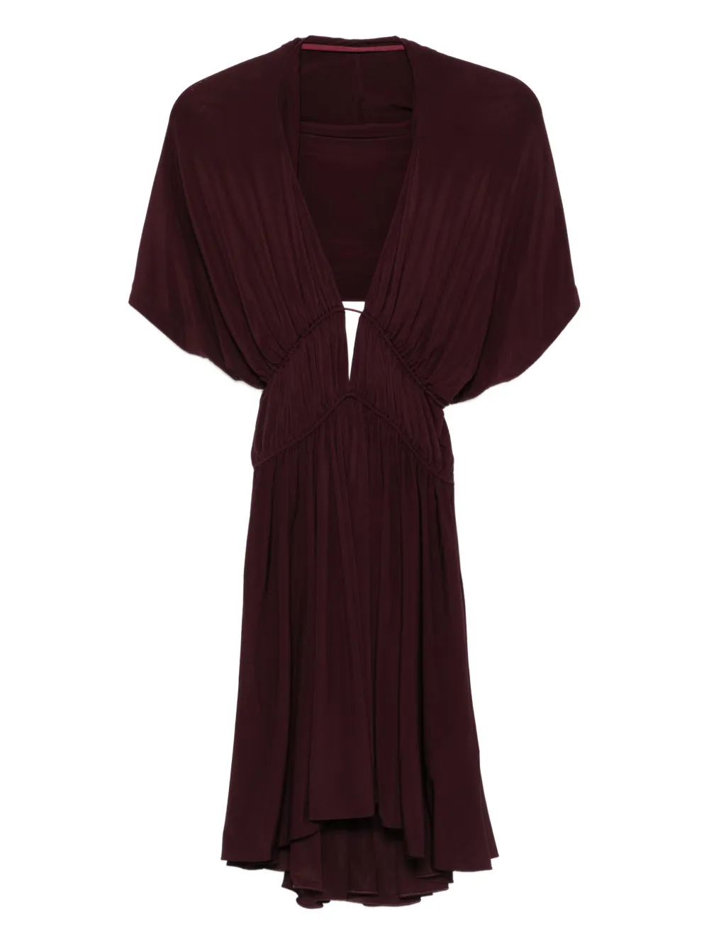 Alaïa V-neck gathered day dress | Red | Image 1