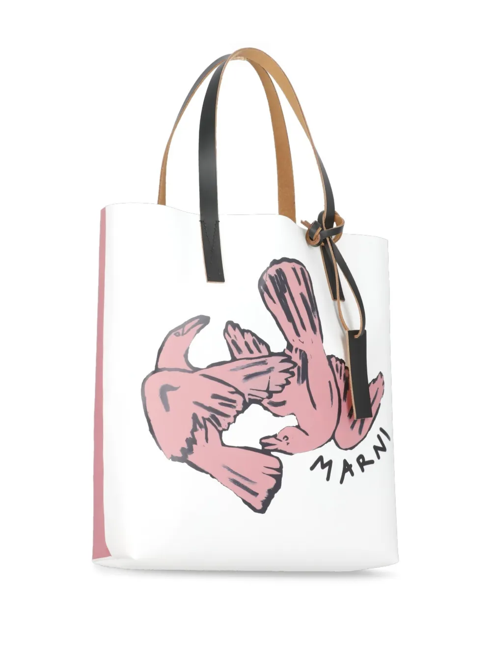 Marni Medium shopper met vogelprint Wit