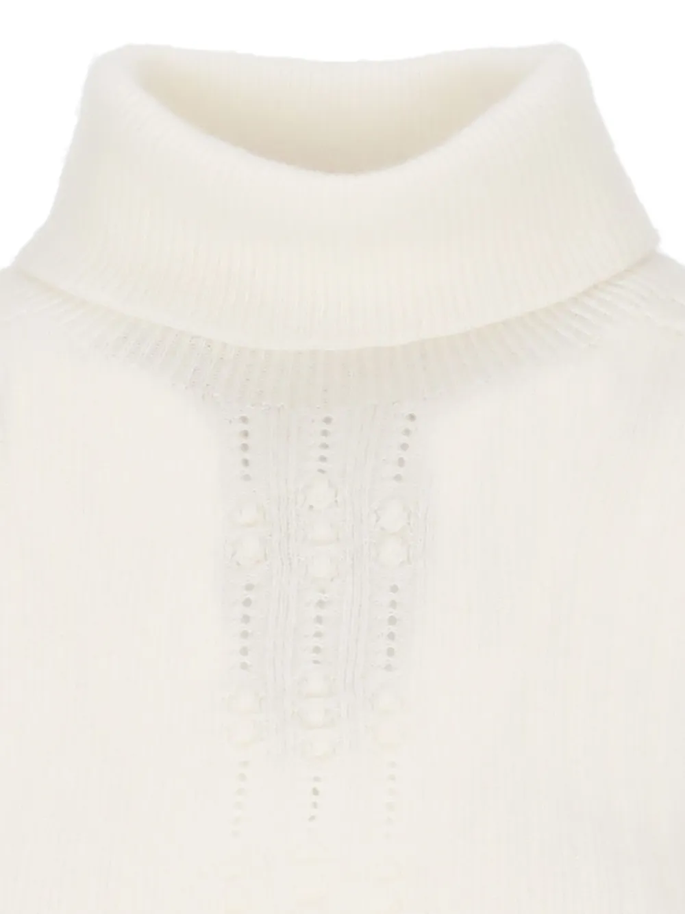 Vanisé Ribbed Turtleneck Cropped Knitwear Top In White