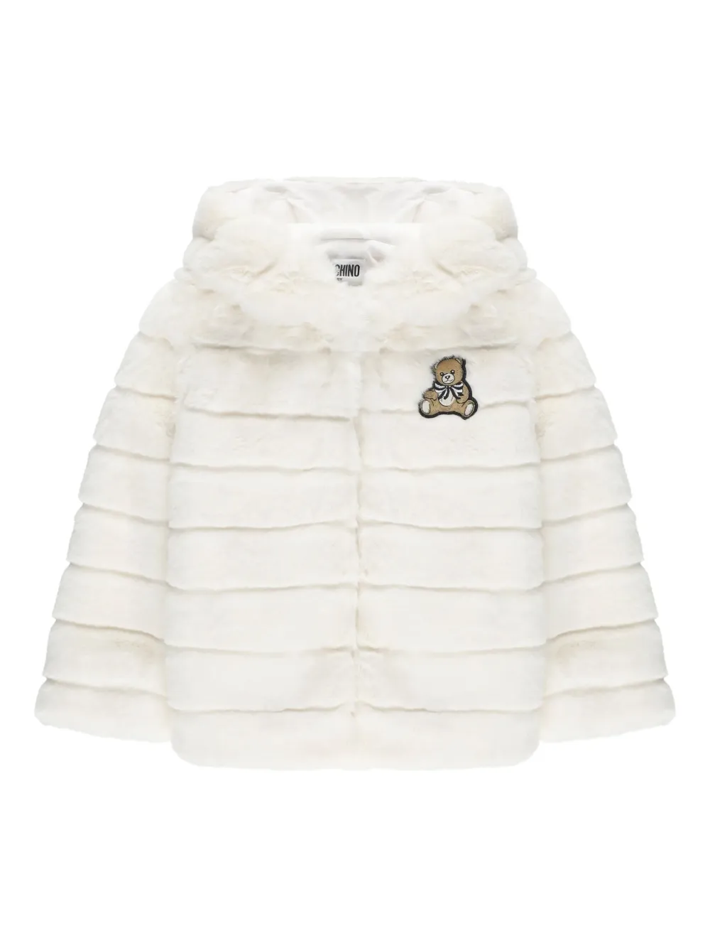 Moschino Kids teddy-bear embroidered hooded jacket - Bianco