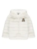 Moschino Kids teddy-bear embroidered hooded jacket - White
