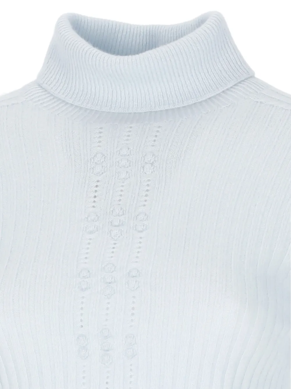 Vanisé Ribbed Turtleneck Top In Blue