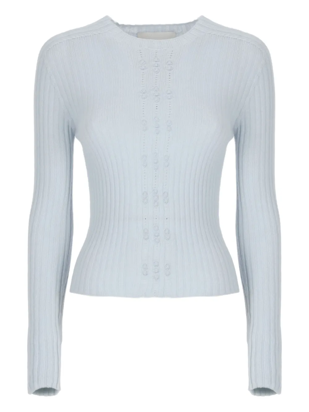 Vanisé Fitted Ribbed Knit Sweater With Long Sleeves In Blue