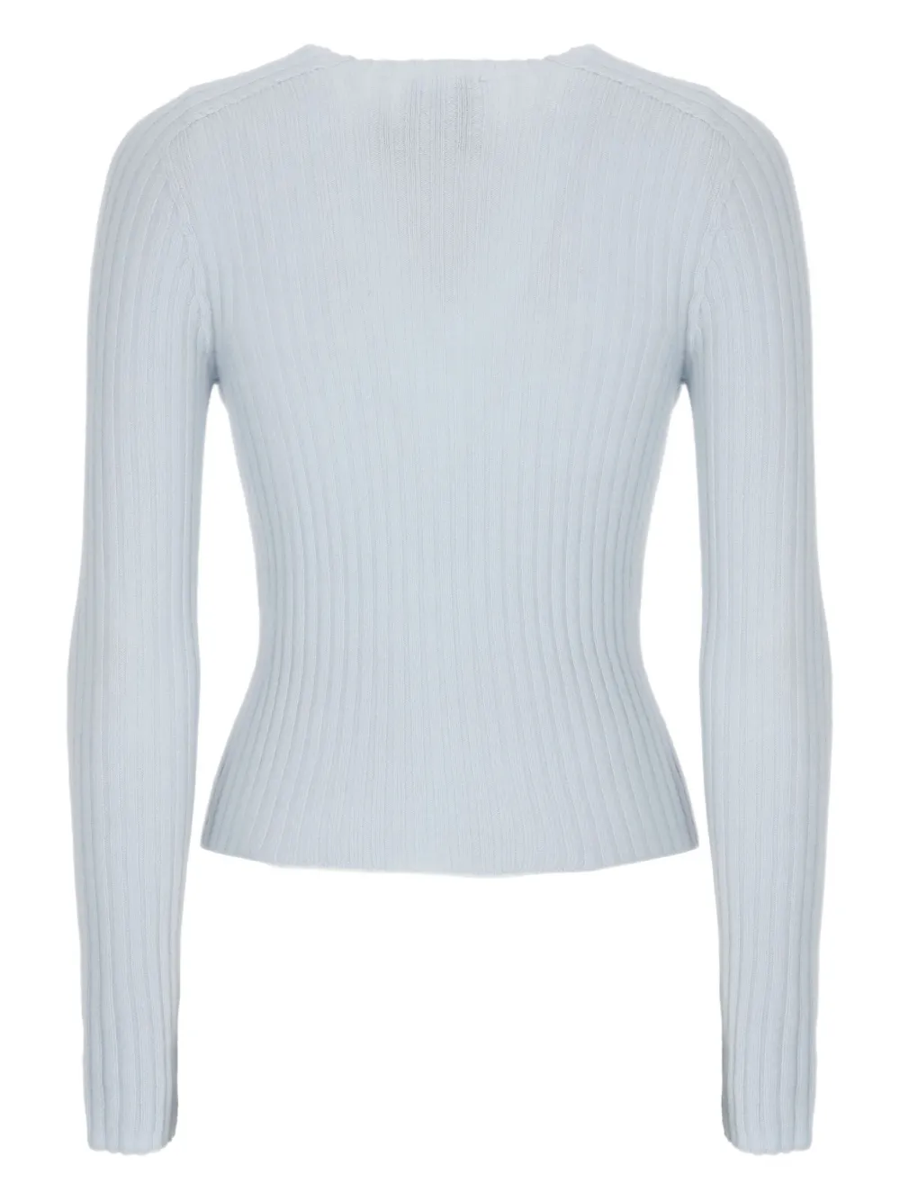 Vanisé Fitted Ribbed Knit Sweater With Long Sleeves In Blue