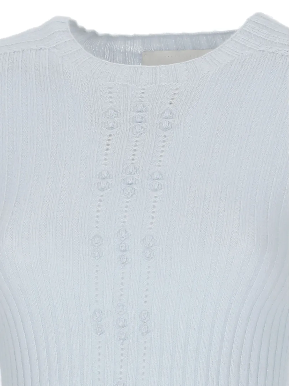 Vanisé Fitted Ribbed Knit Sweater With Long Sleeves In Blue