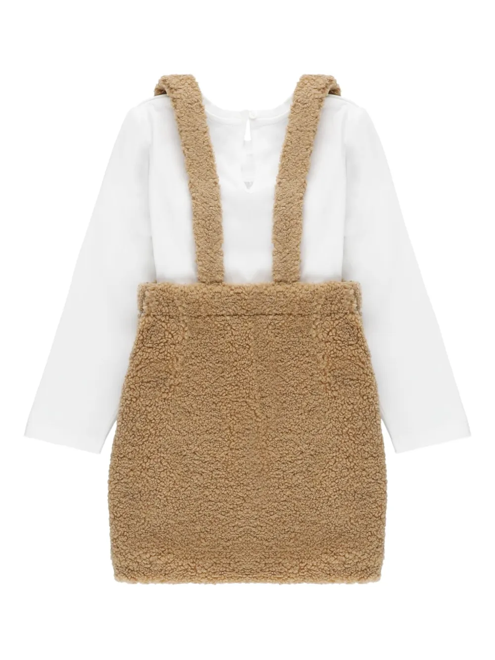 Moschino Kids Pinafore jurk met teddy-print - Wit