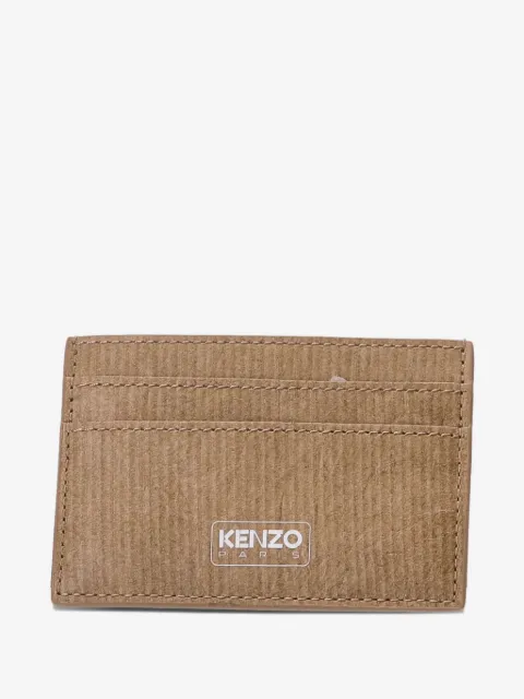 Kenzo porte-cartes en cuir à design côtelé