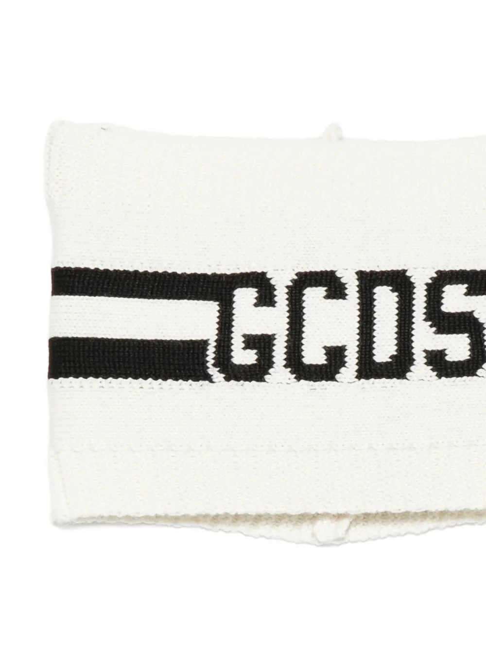 Gcds Kids Wollen sjaal met logostreep - Wit