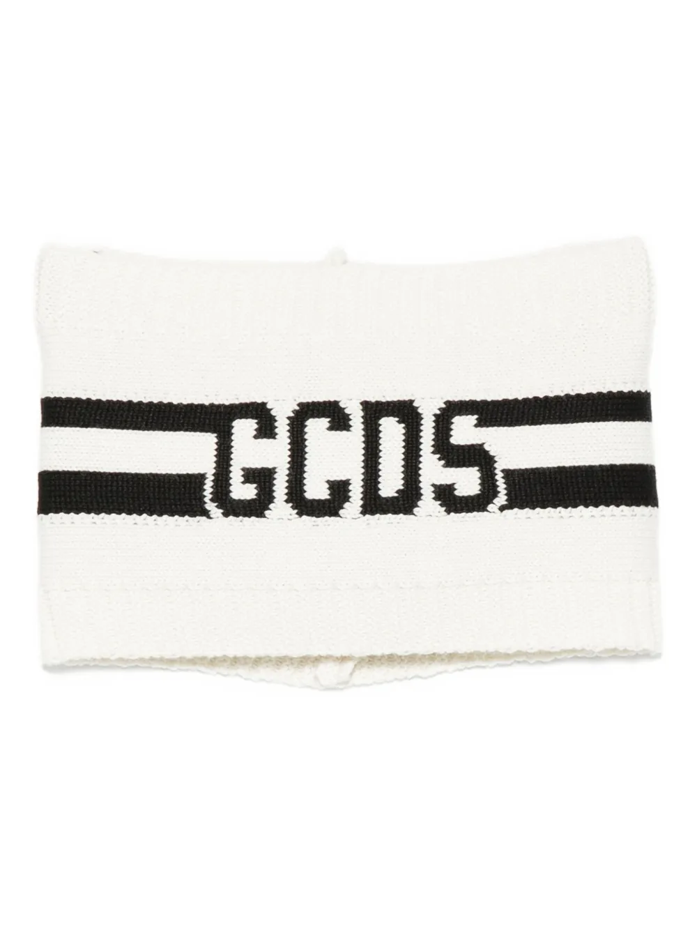 Gcds Kids logo-stripe wool scarf | White | Image 1