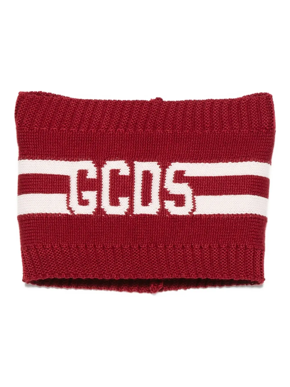 Gcds Kids logo-stripe knitted scarf | Red | Image 1