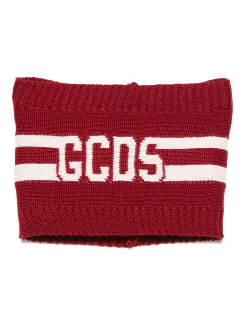 Gcds Kids logo-stripe knitted scarf