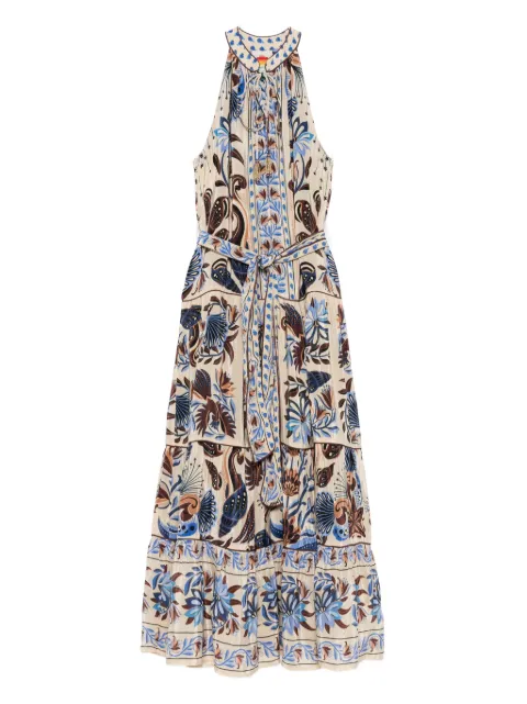 FARM Rio halterneck tiered midi dress