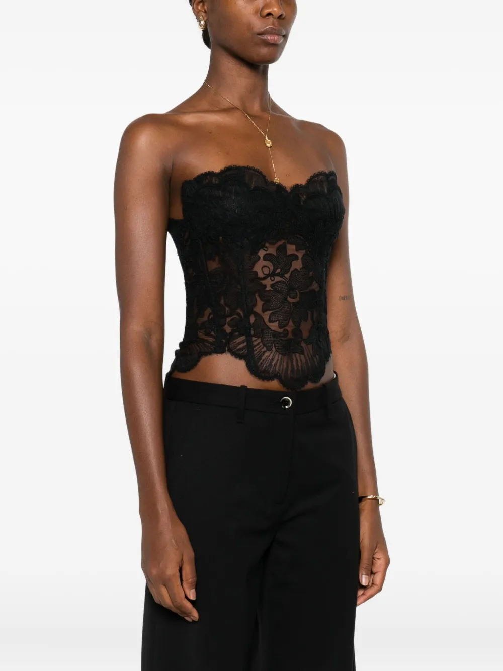 Ermanno Scervino lace corset top - Zwart