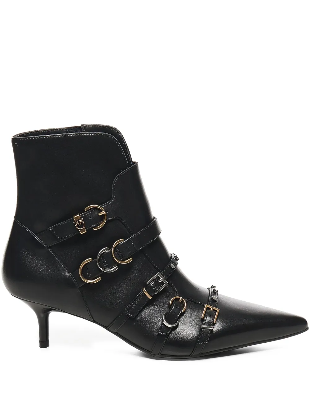 PINKO buckle-detail pointed-toe boots Black