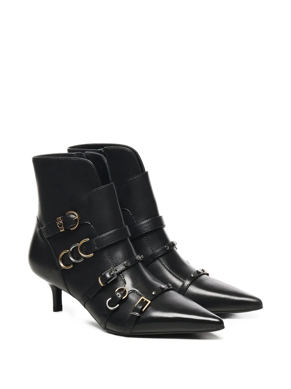 PINKO buckle-detail pointed-toe boots Black