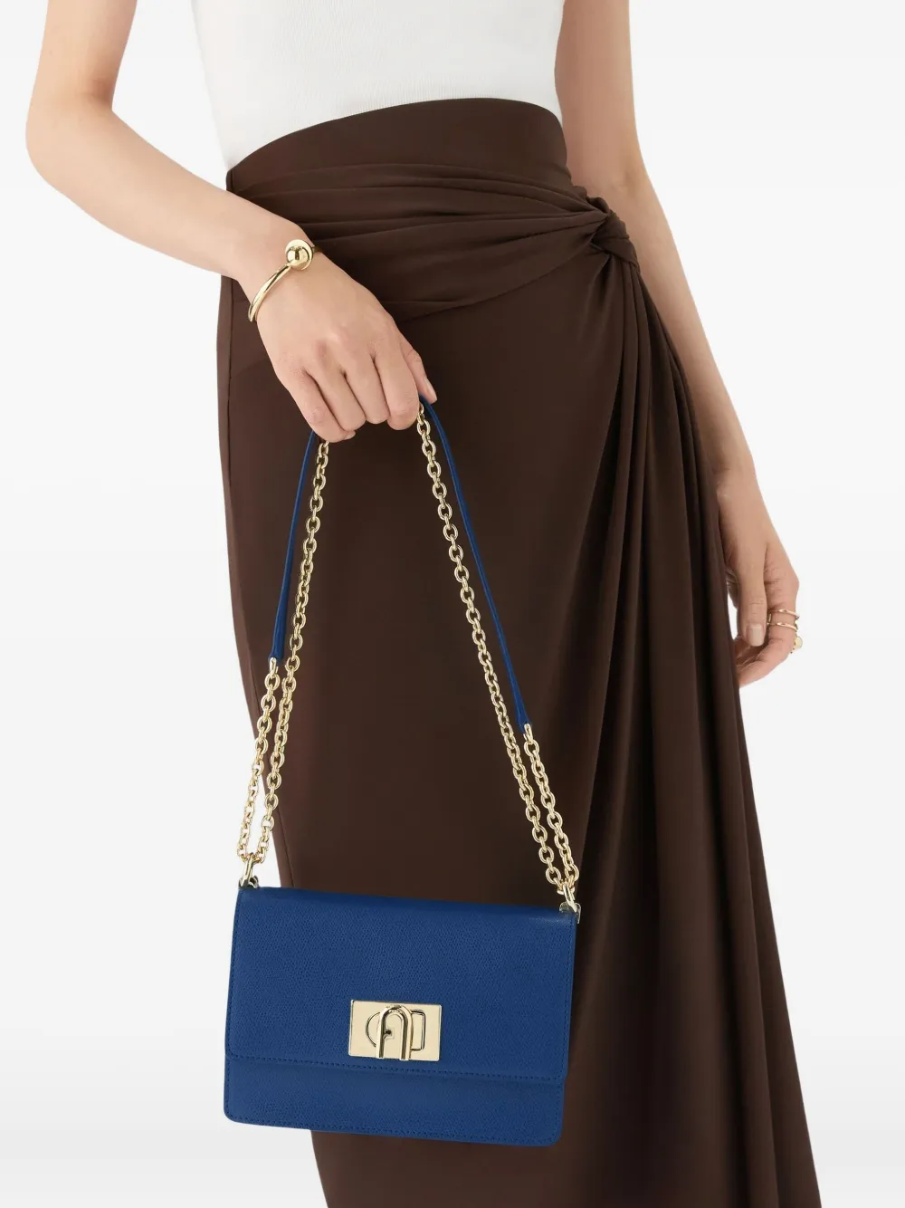 Furla Flap-lock Chain Shoulder Bag In Blue