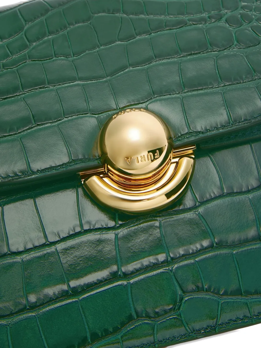 Furla Sfera kleine crossbodytas met krokodillen-reliëf Groen