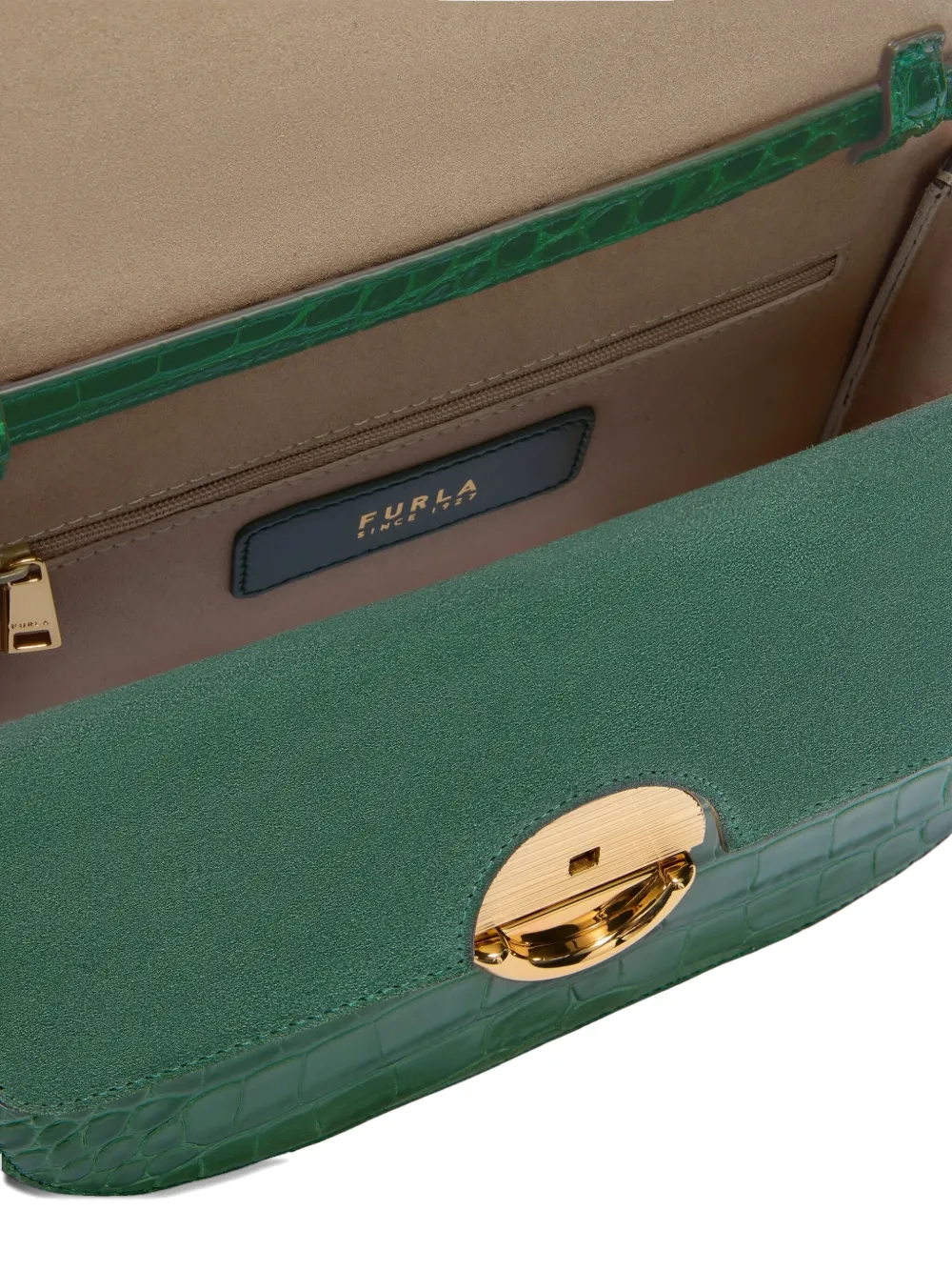 Furla Sfera kleine crossbodytas met krokodillen-reliëf Groen