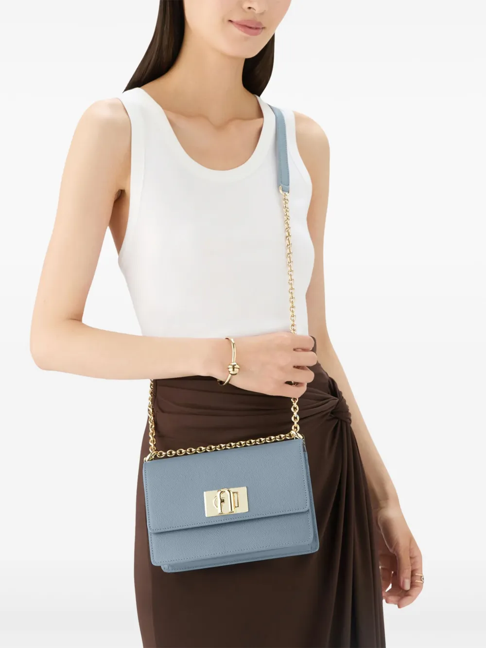 Furla Chain-strap Flap Satchel In Blue