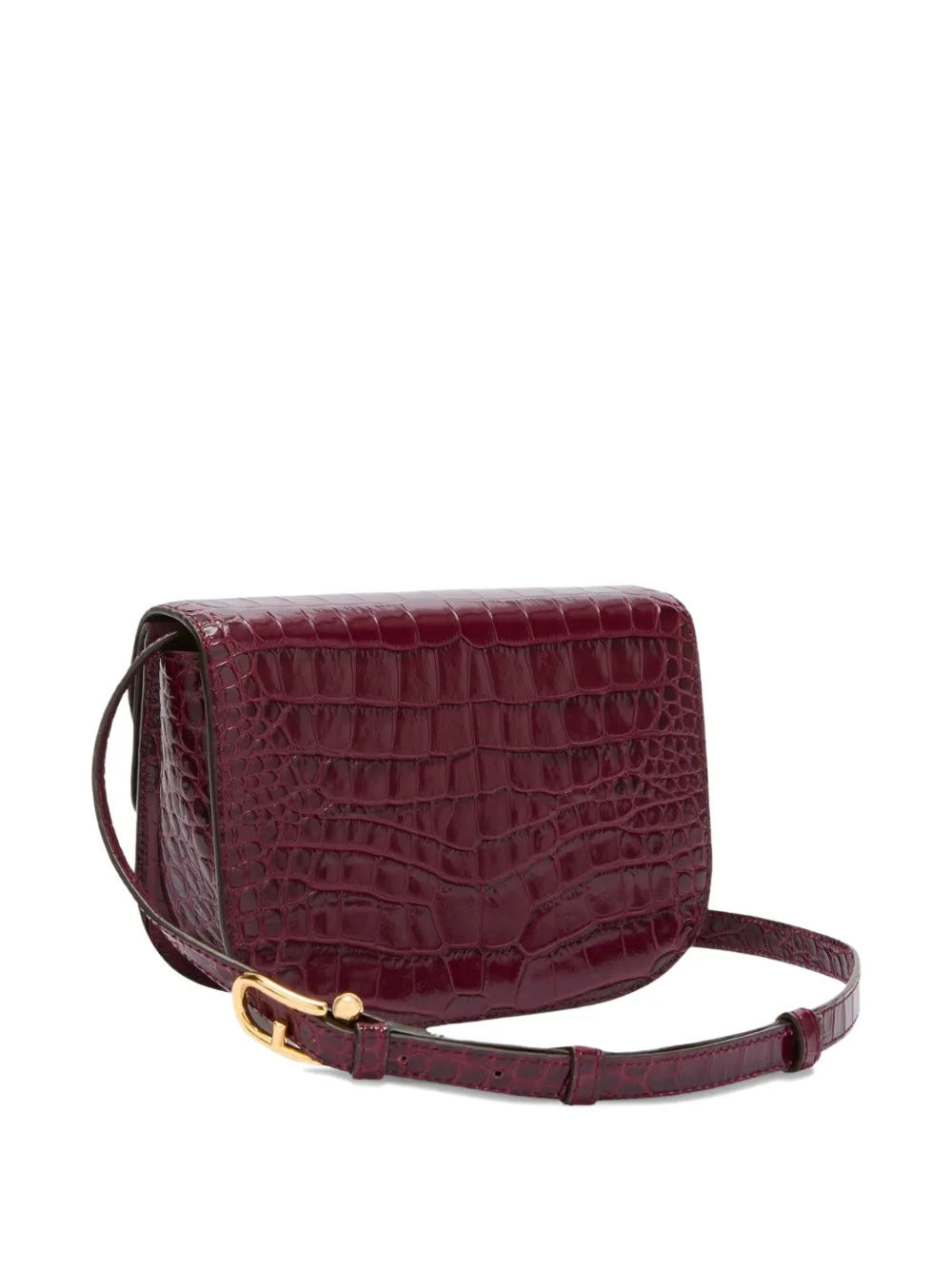 Furla Sfera Crocodile-embossed Dome Satchel In Red