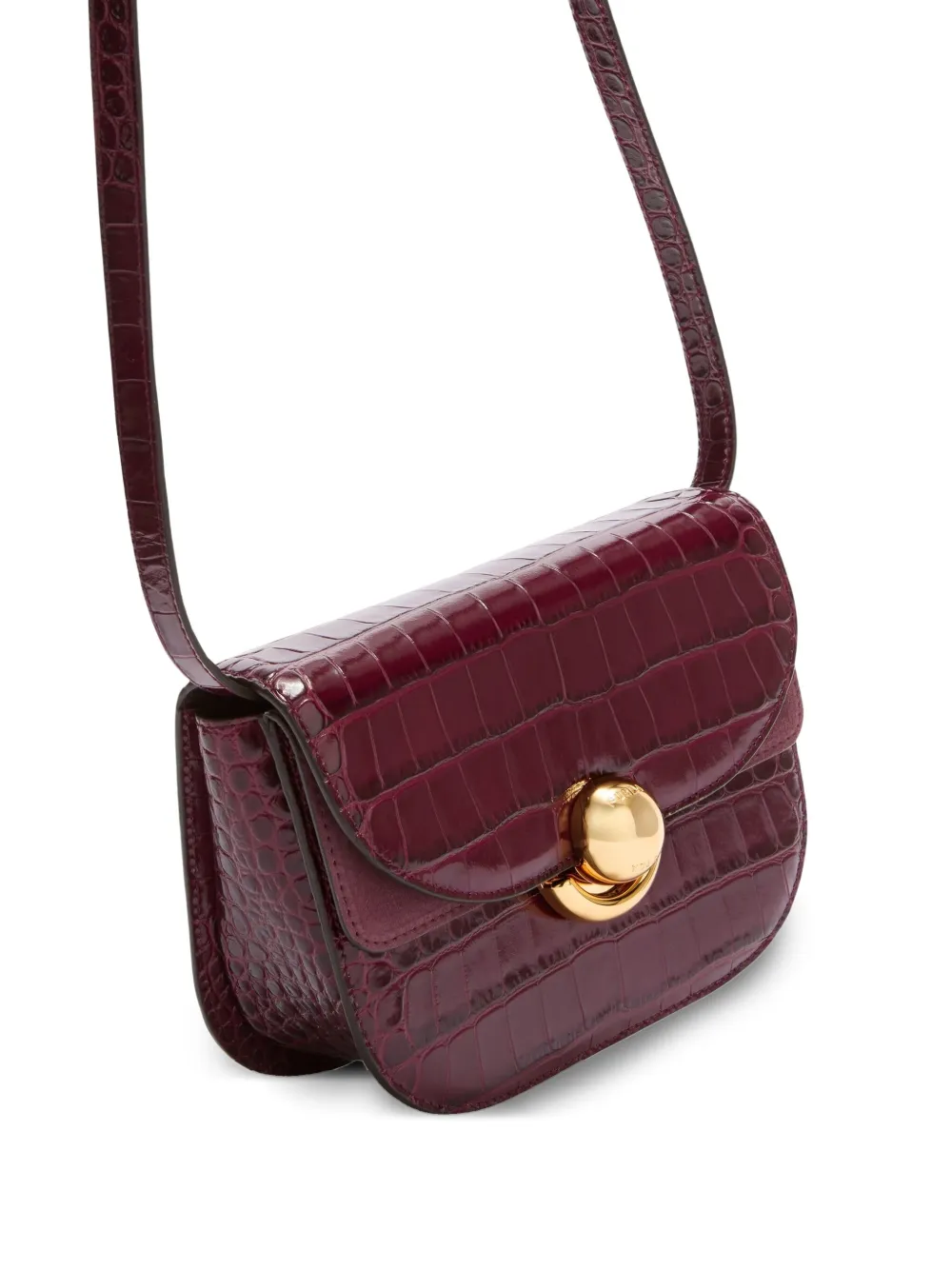 Furla Sfera Crocodile-embossed Dome Satchel In Red