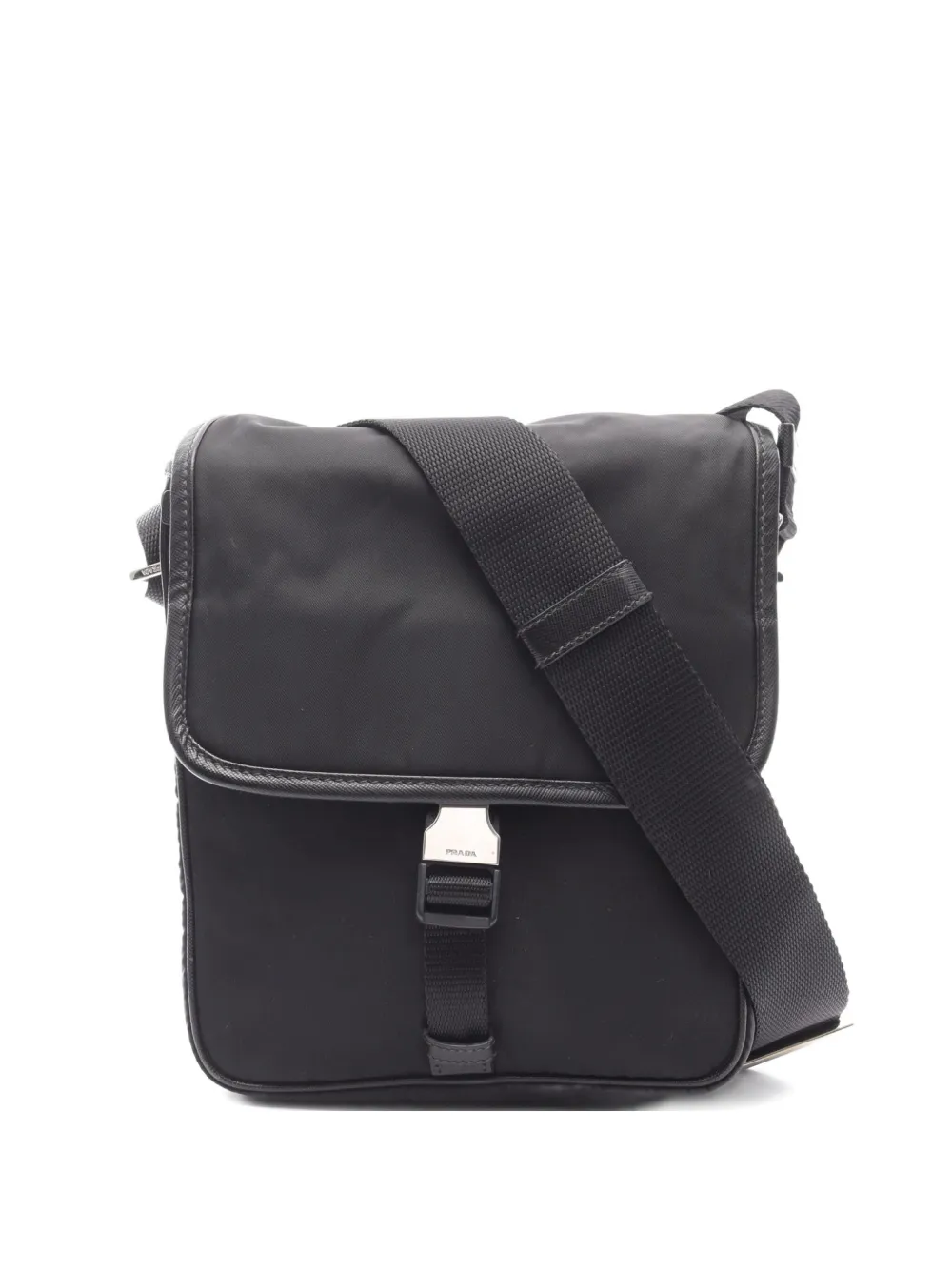 Pre-owned Prada 00s Small Logo-plaque Messenger Bag In Black