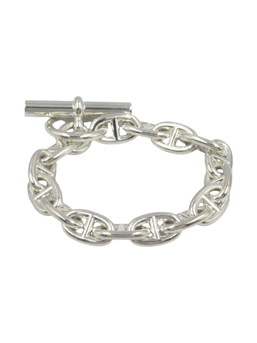 Pre-owned Hermes 10s Chaîne D'ancre Bracelet In Silver