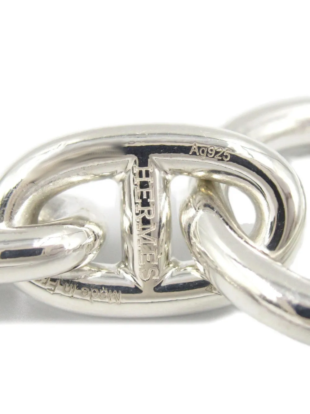 Pre-owned Hermes 10s Chaîne D'ancre Bracelet In Silver