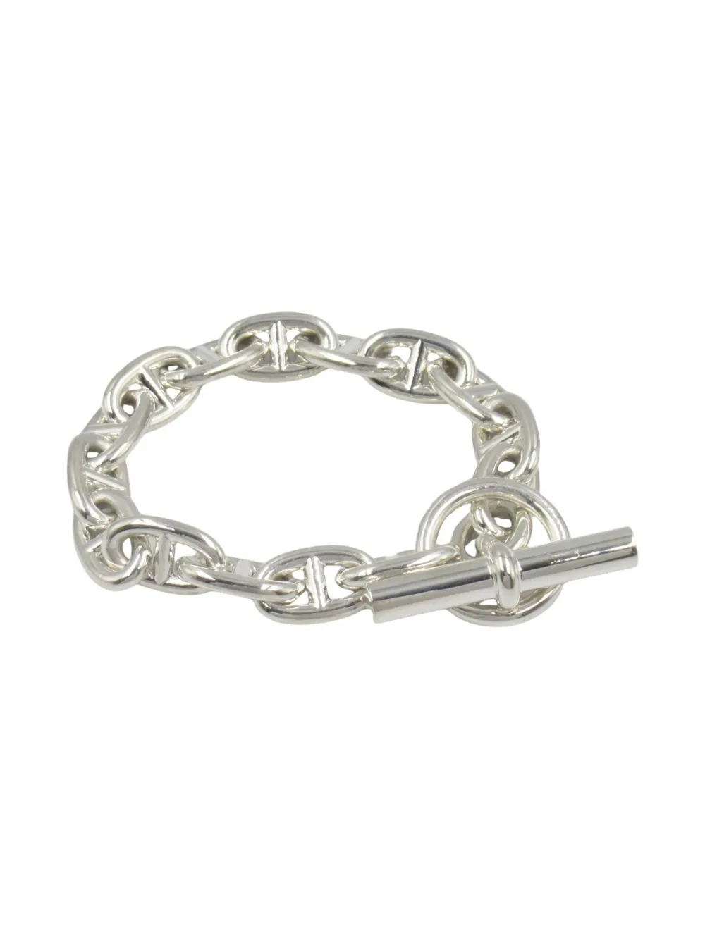 Pre-owned Hermes 10s Chaîne D'ancre Bracelet In Silver