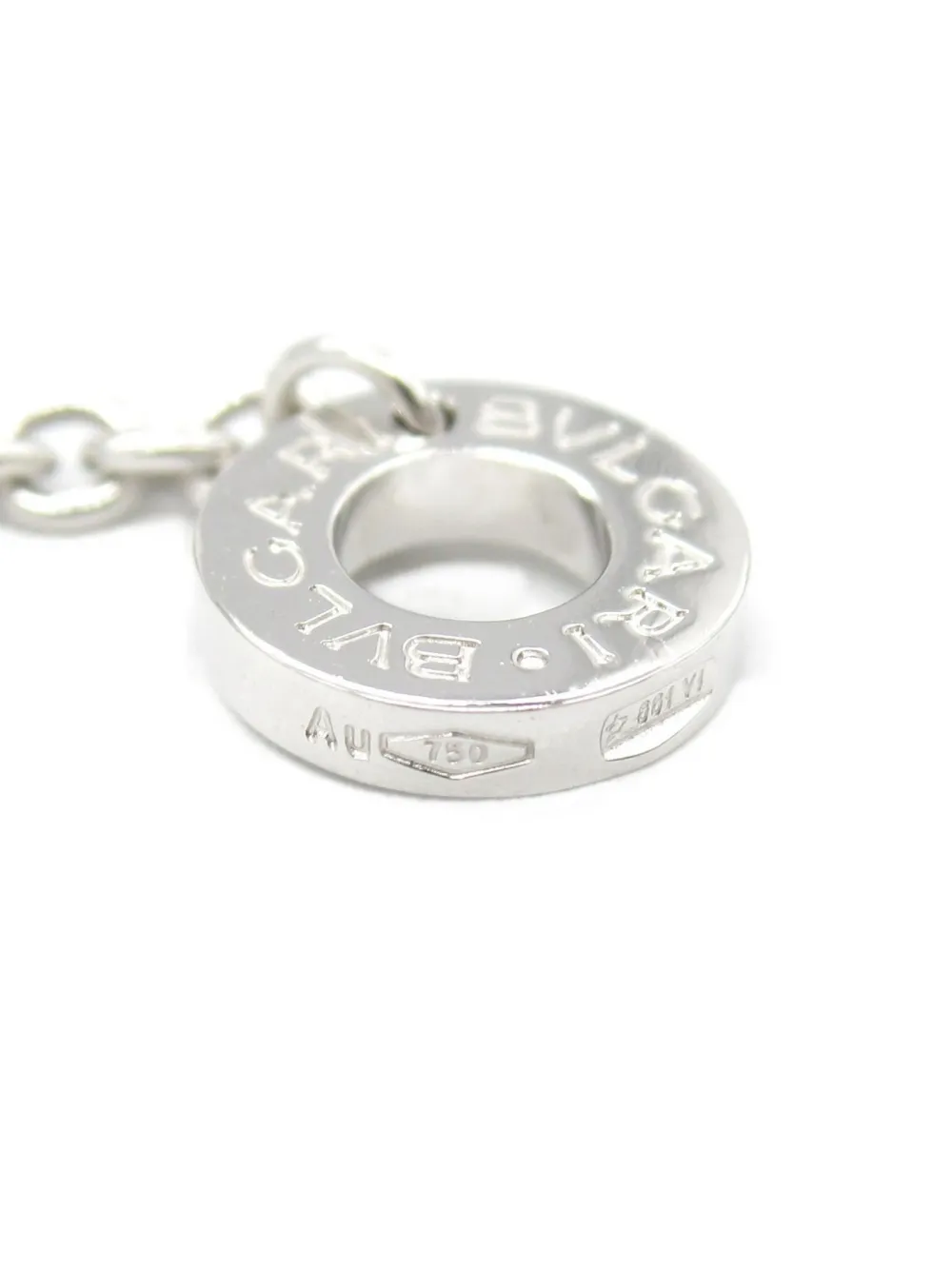 Pre-owned Bvlgari 2010s 18k White Gold B-zero1 Diamond Necklace In Gray