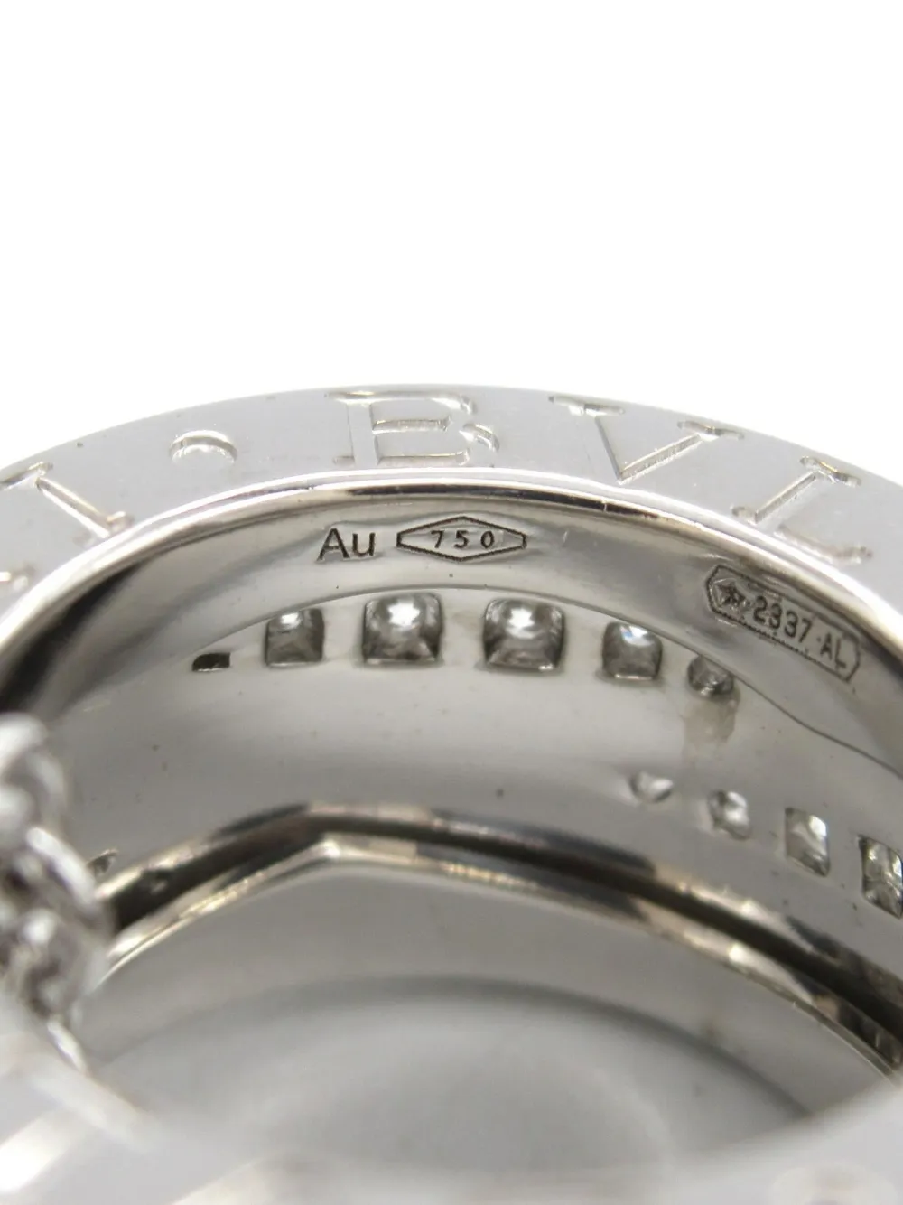 Pre-owned Bvlgari 2010s 18k White Gold B-zero1 Diamond Necklace In Gray