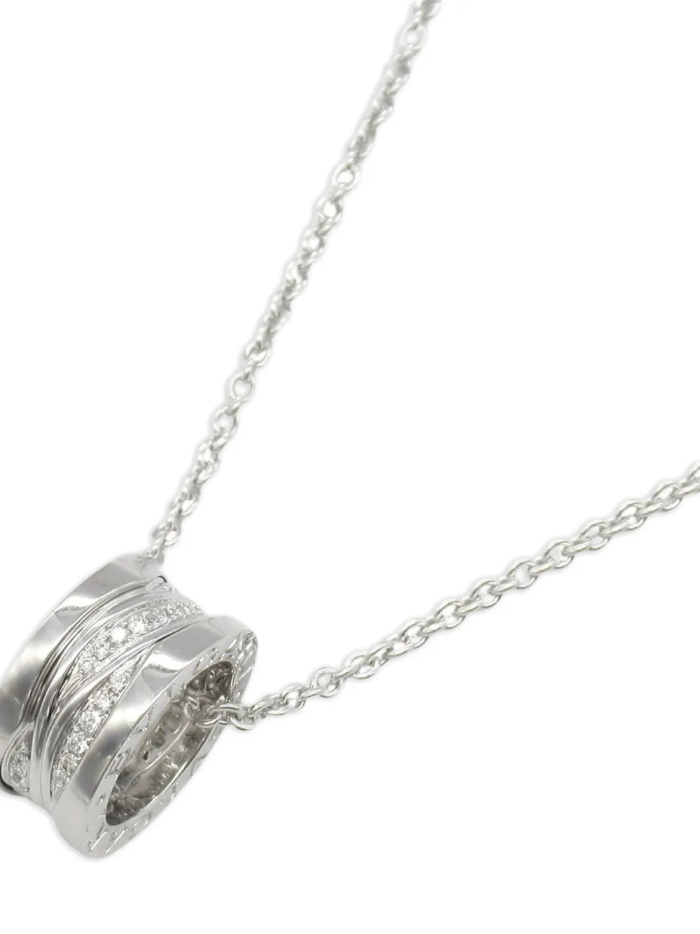 Pre-owned Bvlgari 2010s 18k White Gold B-zero1 Diamond Necklace In Gray
