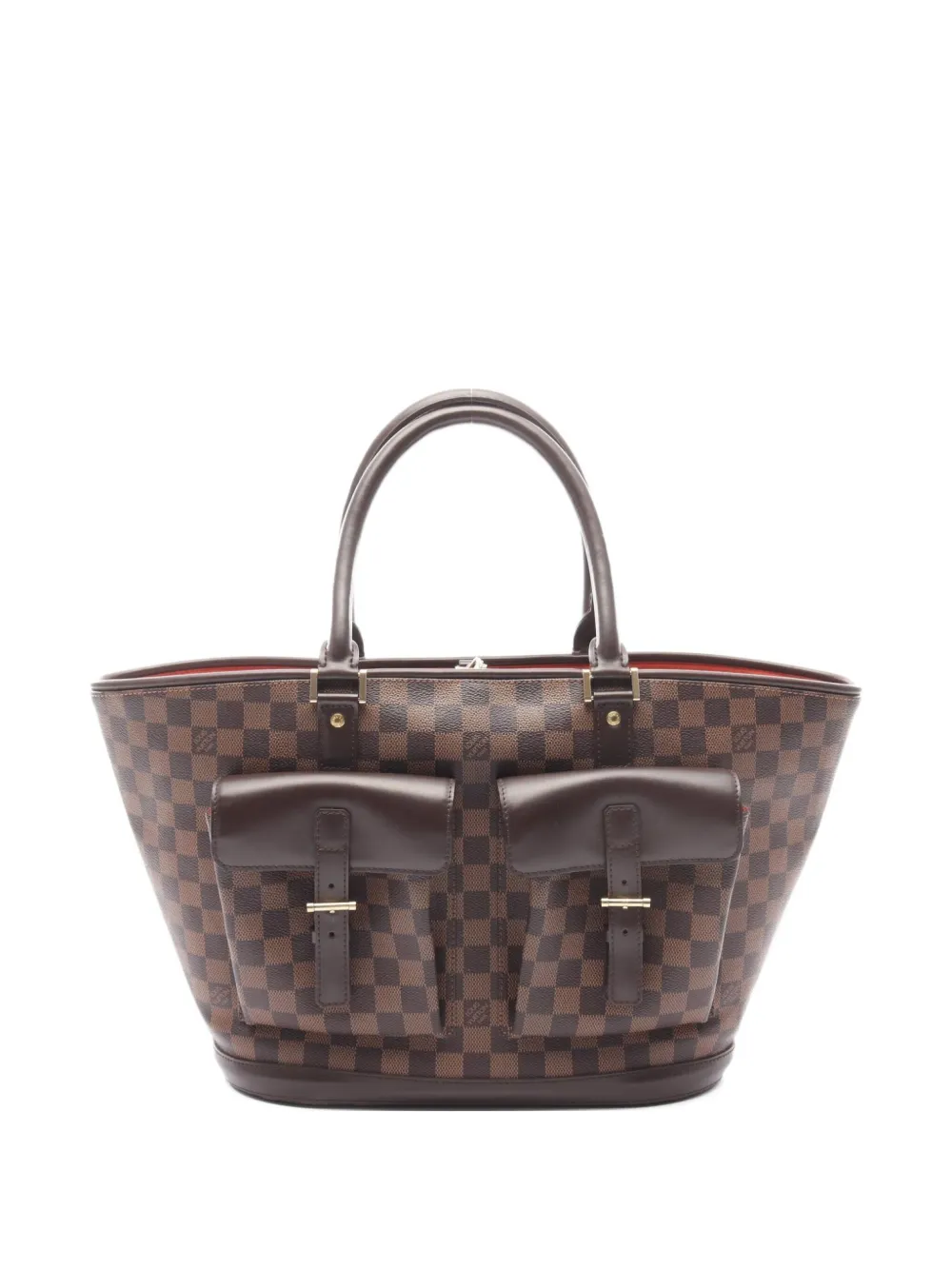Pre-owned Louis Vuitton 2003 Manosque Gm Damier Èbene Tote Bag In Brown
