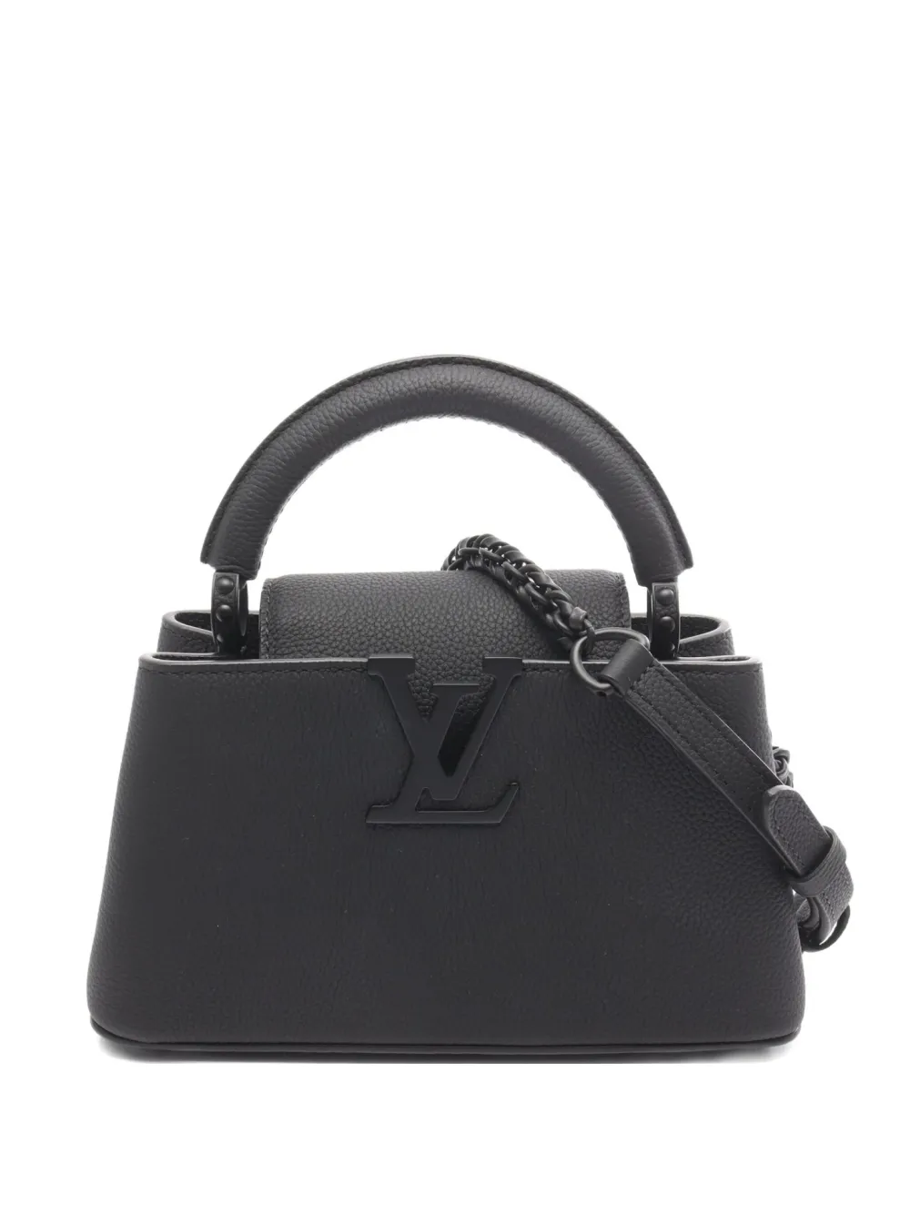 Pre-owned Louis Vuitton 2021 Mini Capucines Ew Tote Bag In Black