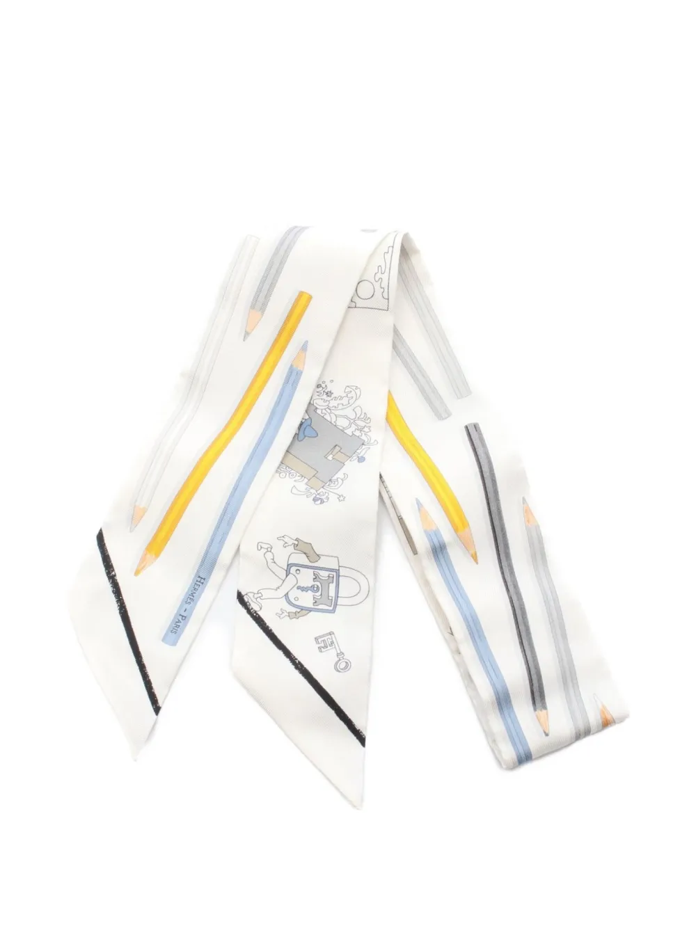 Hermès Pre-Owned 20s A Vos Crayons twilly scarf | White | Image 1